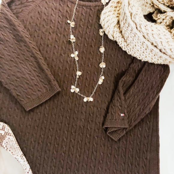 Tommy Hilfiger Sweaters - Chocolate Brown Tommy Hilfiger Cable Knit Sweater